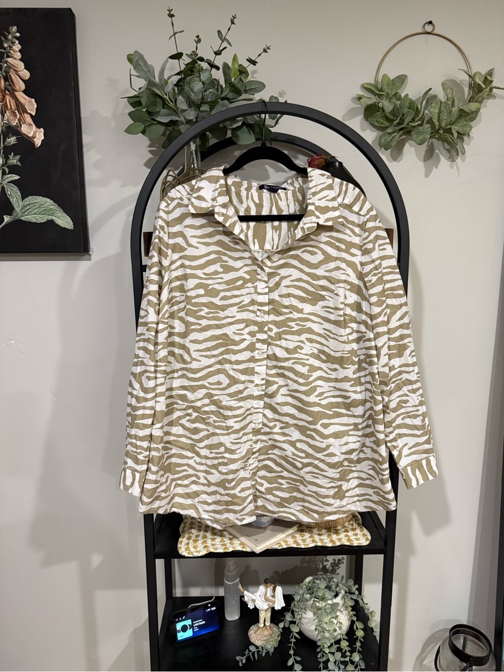 Roaman’s Zebra Print Button Front Blouse | Women’s Plus Size 22W